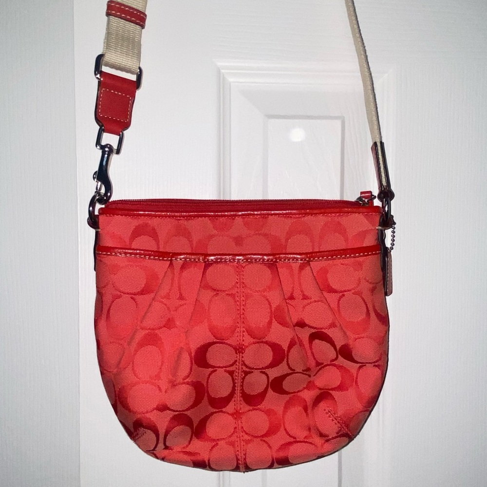 Coach Red Crossbody Bag with Signature Design